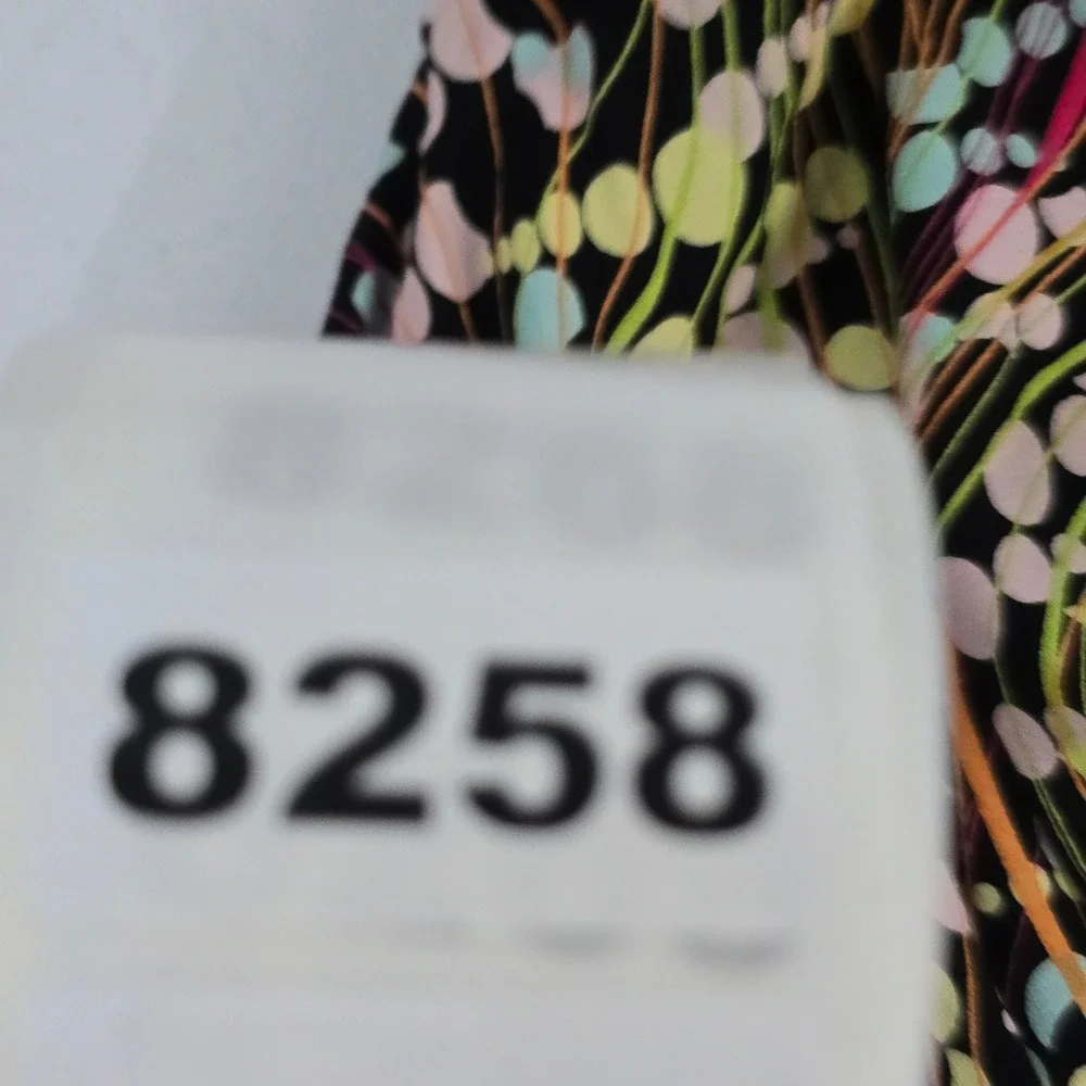 Loco Lindo Women's S M Black Multi Color‎ Bubble Print V Neck Button Up Top - Picture 6 of 6